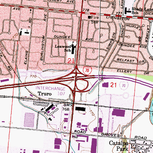 Topographic Map of Interchange 107, OH
