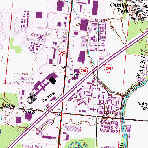 Topographic Map of Crossroads East Shopping Center, OH