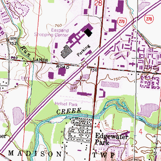 Topographic Map of Eastland Square Shopping Center, OH