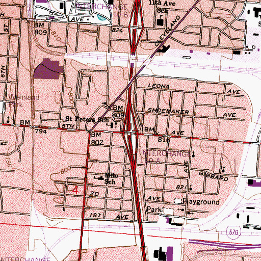 Topographic Map of Interchange 110A, OH