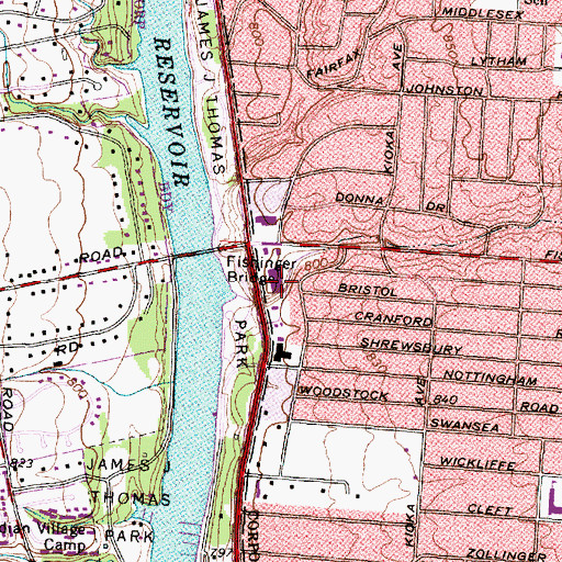 Topographic Map of Golden Bear Shopping Center, OH