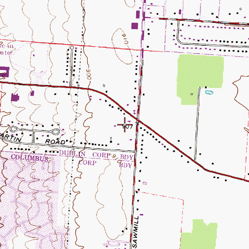Topographic Map of Dublin Sawmill Shopping Center, OH