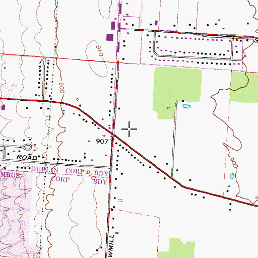 Topographic Map of Plaza at Sawmill Place Shopping Center, OH