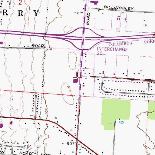 Topographic Map of Dublin Village Shopping Center, OH