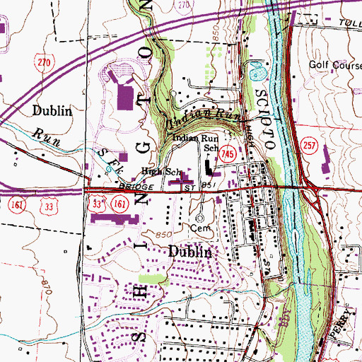Topographic Map of John Sells Middle School, OH