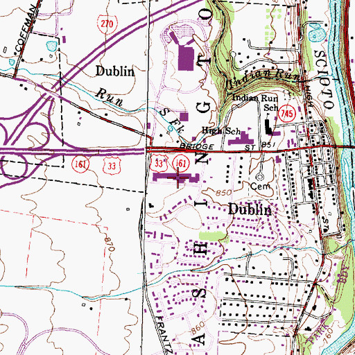 Topographic Map of Dublin Plaza Shopping Center, OH