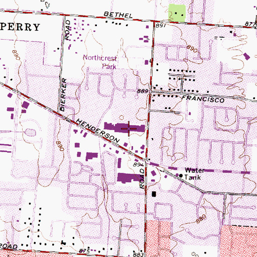 Topographic Map of Northwest Shopping Center, OH