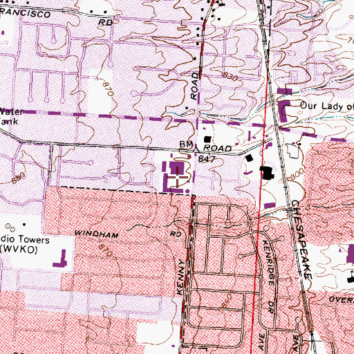 Topographic Map of Kenny Centre Shopping Center, OH