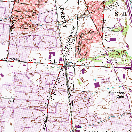 Topographic Map of Olentangy, OH