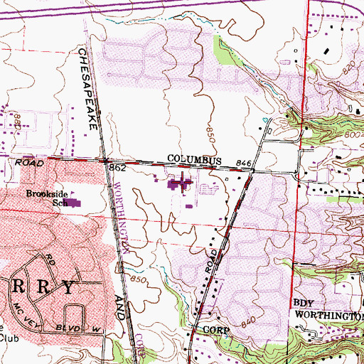 Topographic Map of Perry Middle School, OH