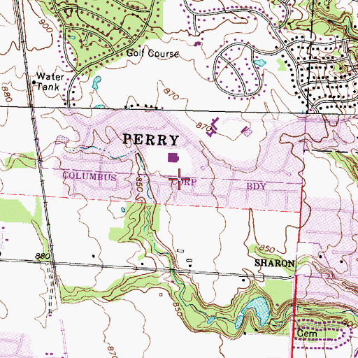 Topographic Map of Worthington Hills Elementary School, OH