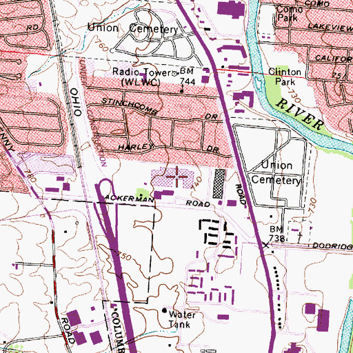 Topographic Map of University City Shopping Center, OH