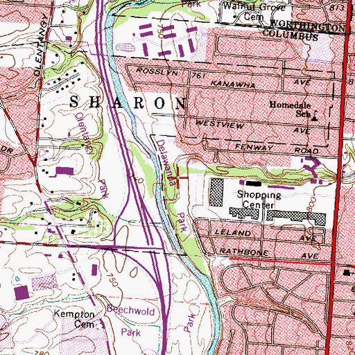 Topographic Map of Delawanda Park, OH