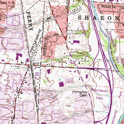 Topographic Map of Olentangy Square Shopping Center, OH