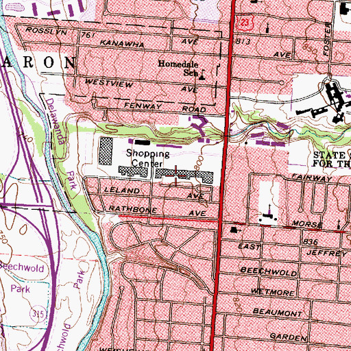 Topographic Map of Graceland Shopping Center, OH