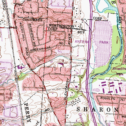 Topographic Map of Gettysburg High School, OH