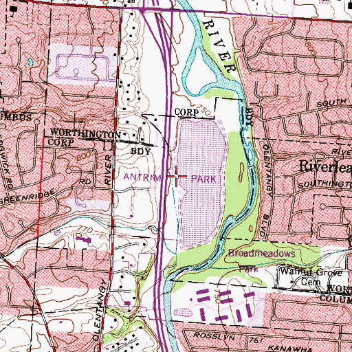 Topographic Map of Antrim Park, OH