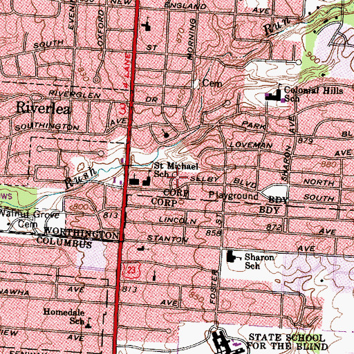 Topographic Map of Kenyon Brook Elementary School, OH