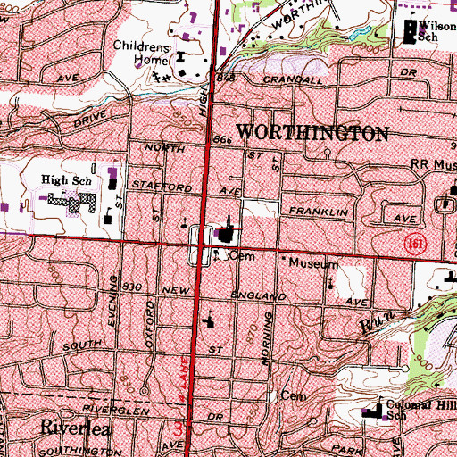 Topographic Map of Kilbourne High School, OH