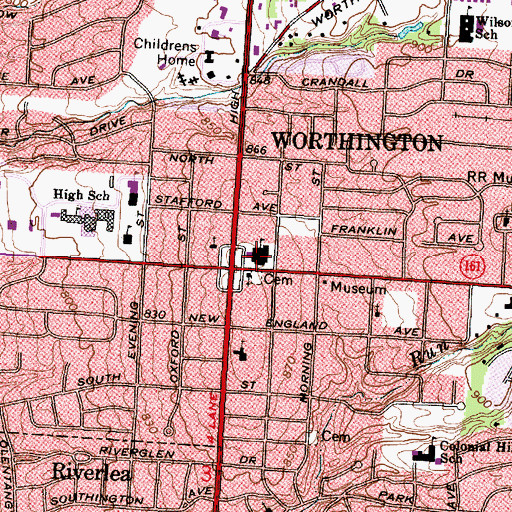 Topographic Map of Worthington Academy (historical), OH