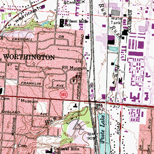 Topographic Map of Worthington Seventh Day Adventist School, OH