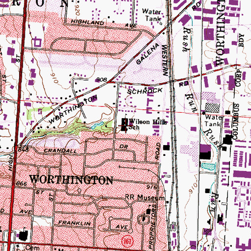 Topographic Map of Wilson Hill Elementary School, OH
