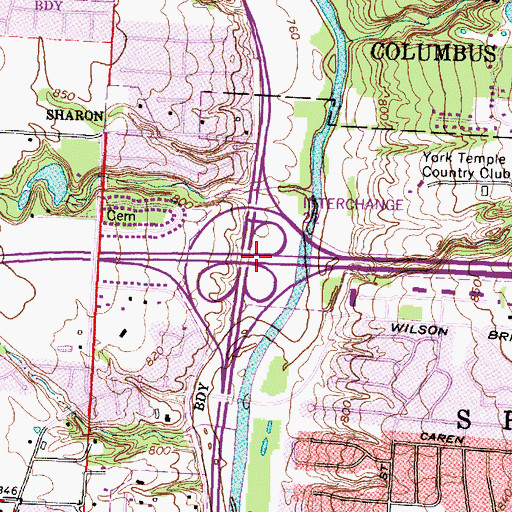 Topographic Map of Interchange 22, OH