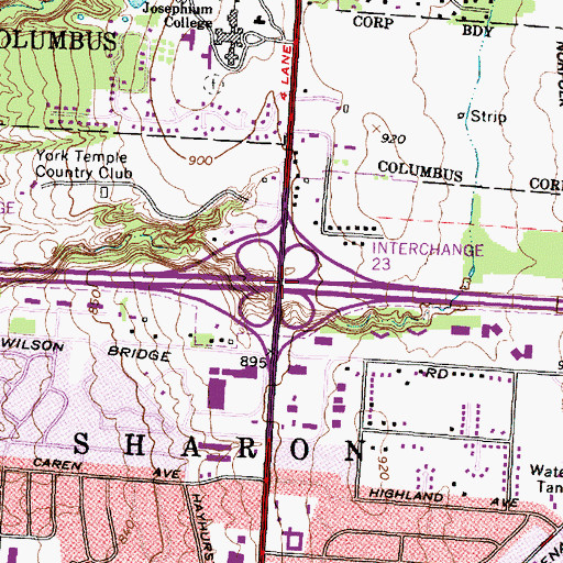 Topographic Map of Interchange 23, OH