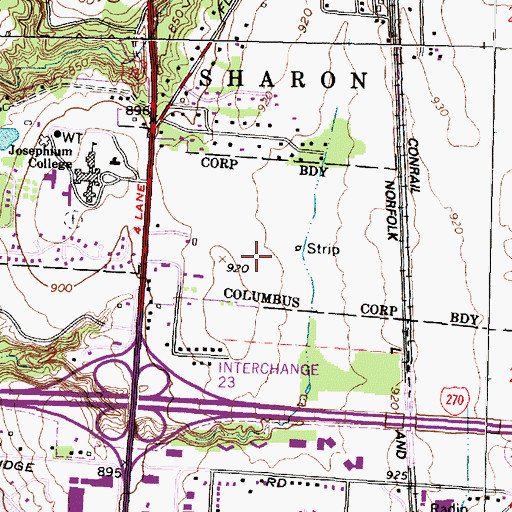 Topographic Map of Crosswoods Center Industrial Park, OH