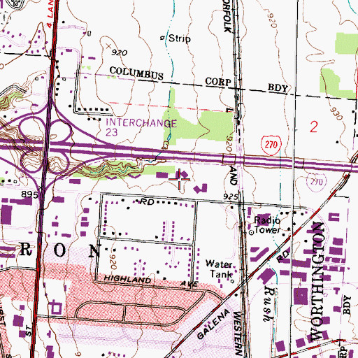 Topographic Map of Cascade Corporate Center, OH