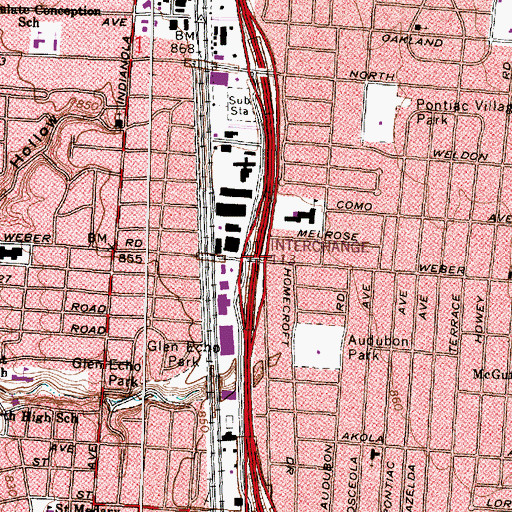 Topographic Map of Interchange 113, OH