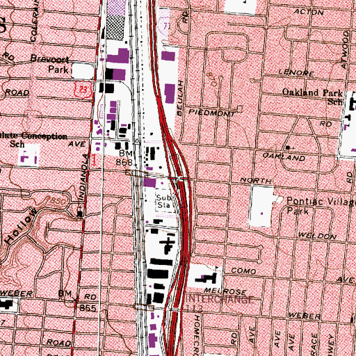 Topographic Map of Interchange 114, OH