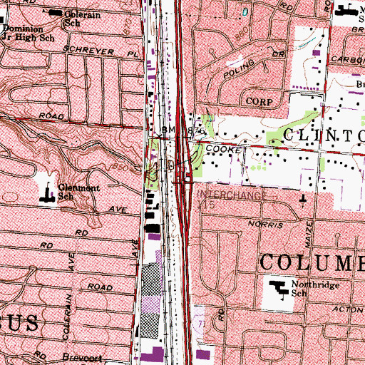 Topographic Map of Interchange 115, OH