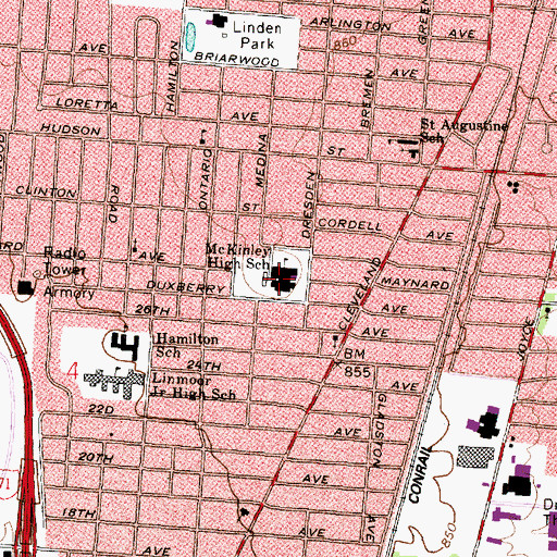 Topographic Map of Linden McKinley High School, OH