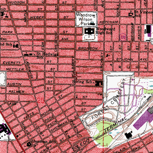 Topographic Map of Spring Street Baptist Church, OH