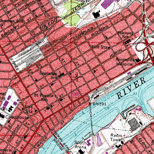 Topographic Map of Salem Lutheran Church, OH