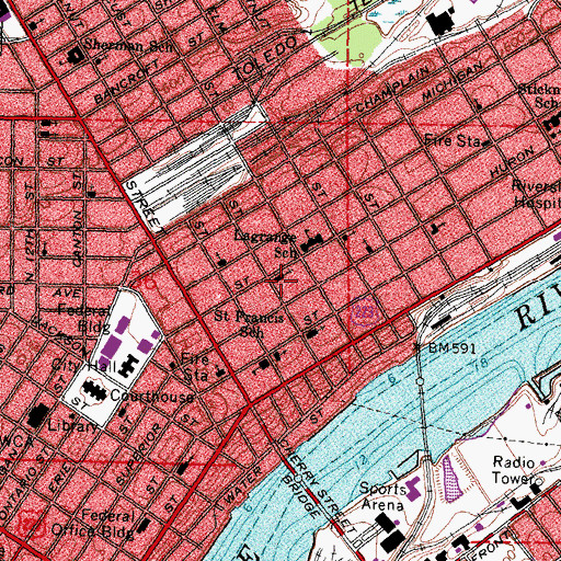 Topographic Map of Saint Josephs Catholic Church, OH