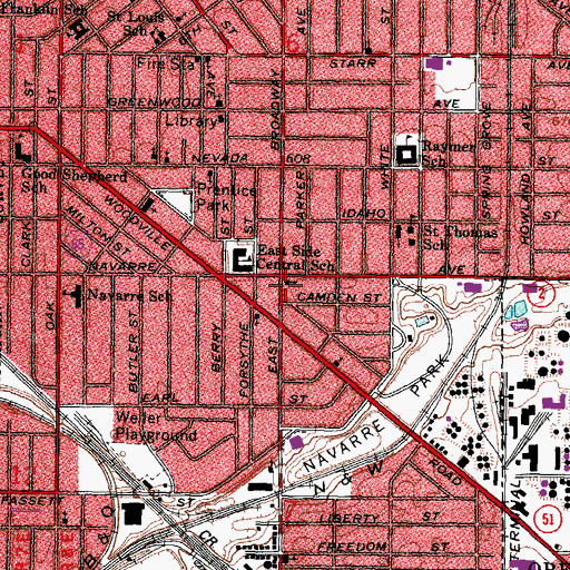Topographic Map of East Toledo Baptist Church, OH