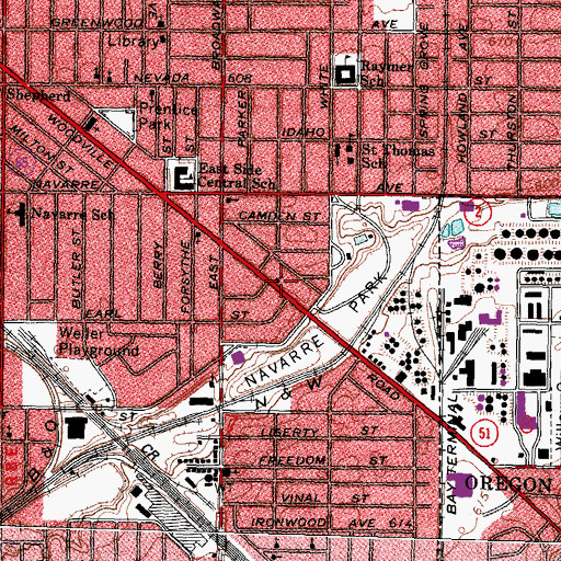 Topographic Map of Rising Sun Baptist Church, OH