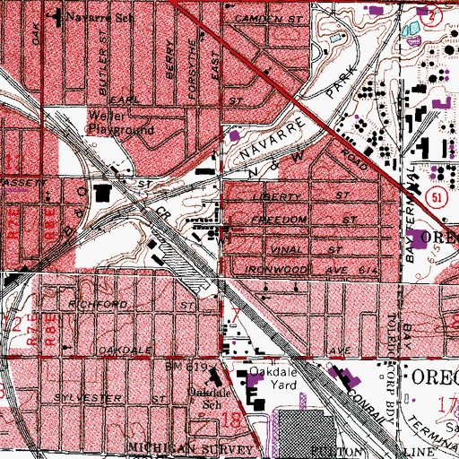 Topographic Map of Spanish Church of God, OH