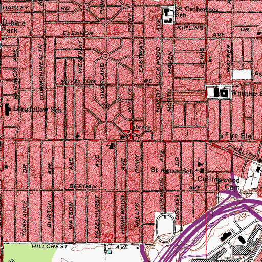 Topographic Map of West Toledo Branch Library, OH