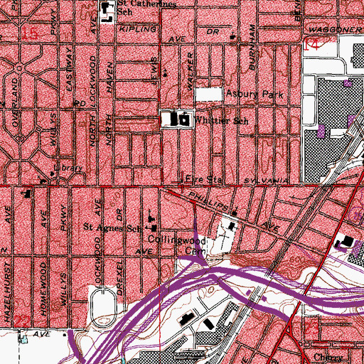 Topographic Map of Toledo Firefighters Museum, OH