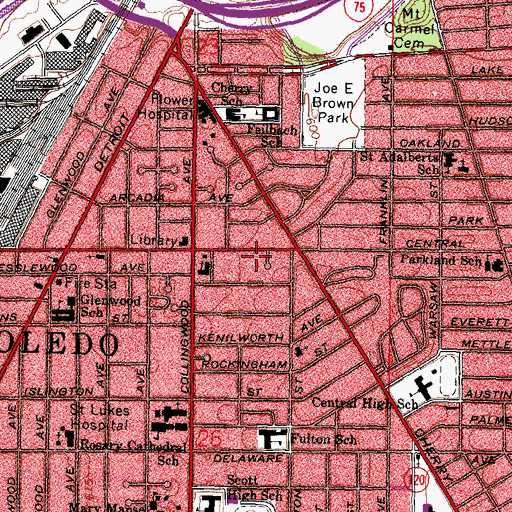 Topographic Map of Hyde Park, OH