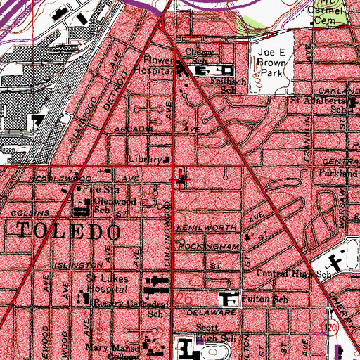 Topographic Map of First Church of God, OH