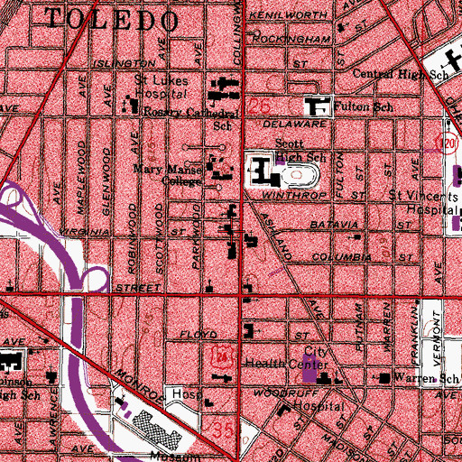 Topographic Map of First Congregational Church, OH