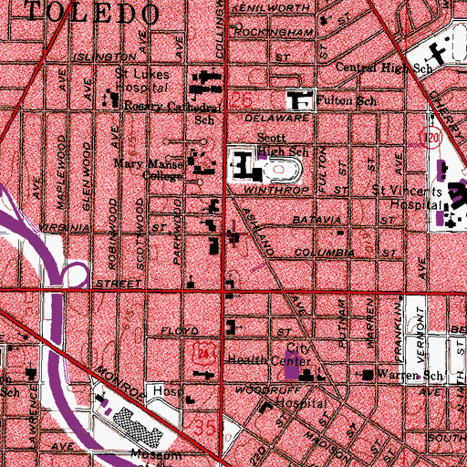 Topographic Map of Saint Marks Episcopal Church, OH