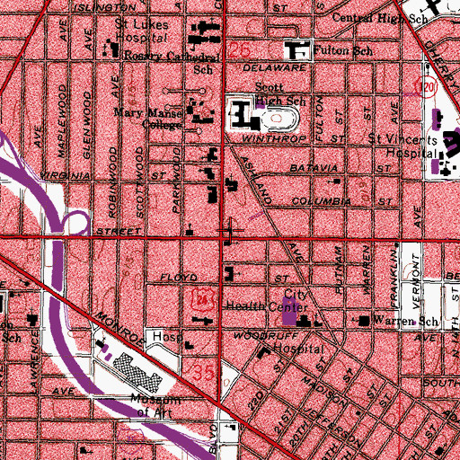 Topographic Map of First Unitarian Church, OH