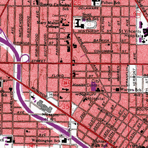 Topographic Map of Collingwood Presbyterian Church, OH