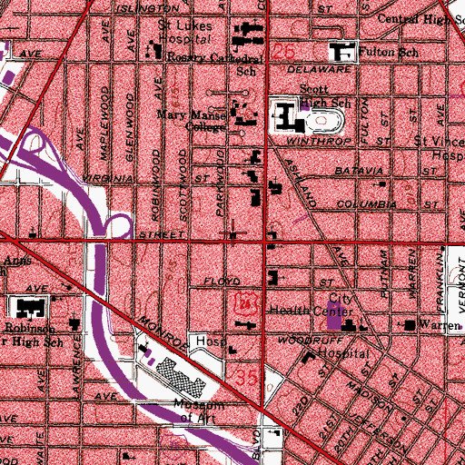 Topographic Map of Parkwood Avenue Seventh Day Adventist Temple, OH