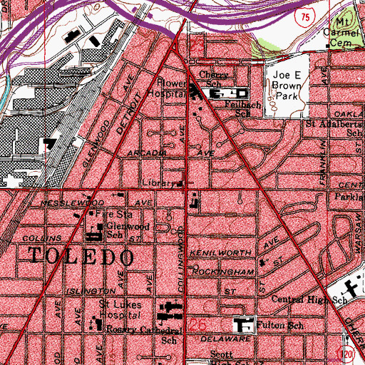 Topographic Map of Kent Branch Library, OH